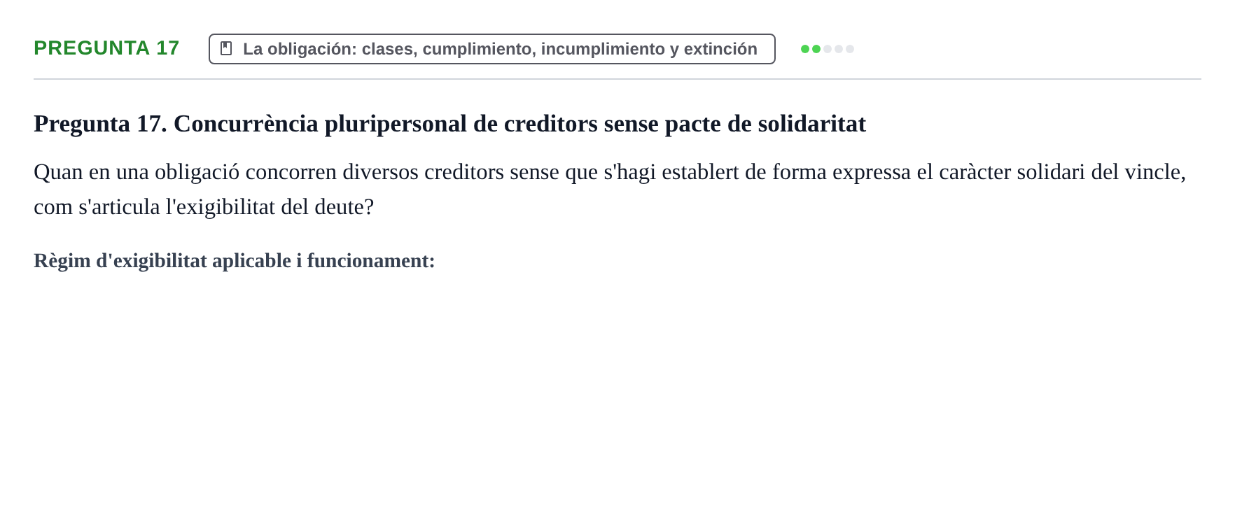 Enunciado: Pregunta 17 · Introducción al Derecho UB Examen d'avaluació continuada: Parcial 2