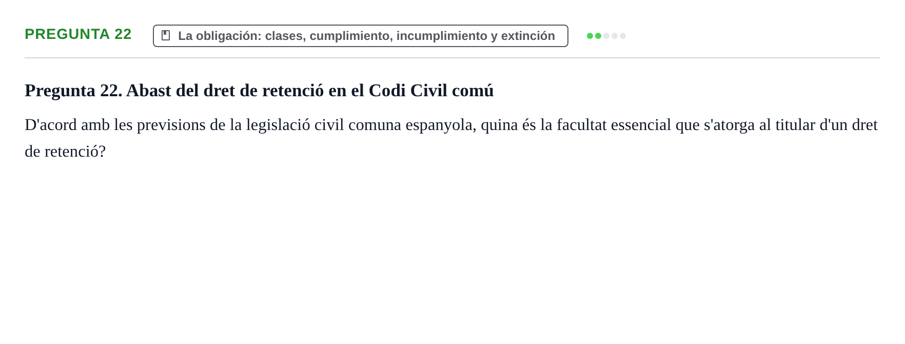 Enunciado: Pregunta 22 · Introducción al Derecho UB Examen d'avaluació continuada: Parcial 2