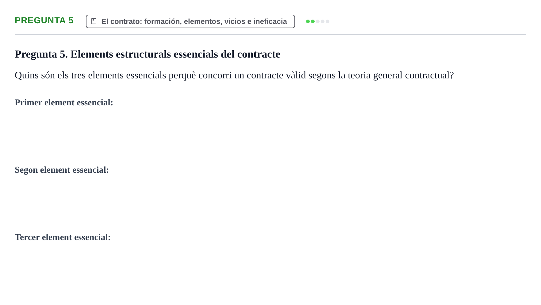 Enunciado: Pregunta 5 · Introducción al Derecho UB Examen d'avaluació continuada: Parcial 2
