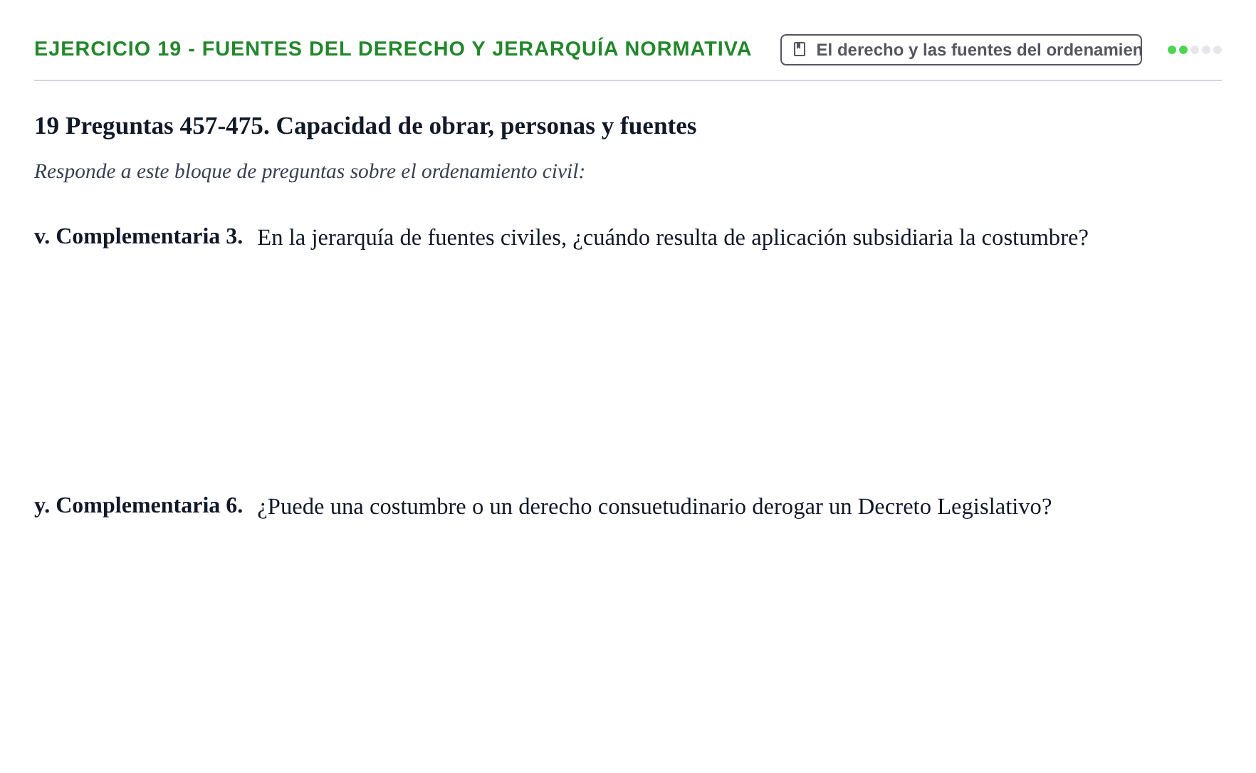 Enunciado: Ejercicio 19 - Fuentes del derecho y jerarquía normativa · Introducción al Derecho UB Banco de preguntas tipo test de examen. Introducción al Derecho
