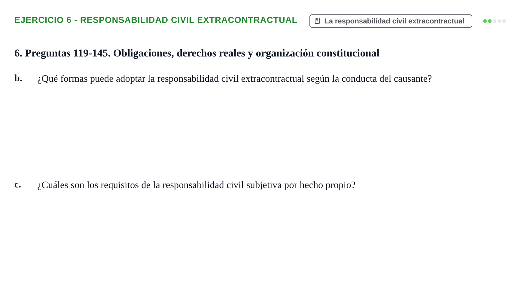 Enunciado: Ejercicio 6 - Responsabilidad civil extracontractual · Introducción al Derecho UB Banco de preguntas tipo test de examen. Introducción al Derecho