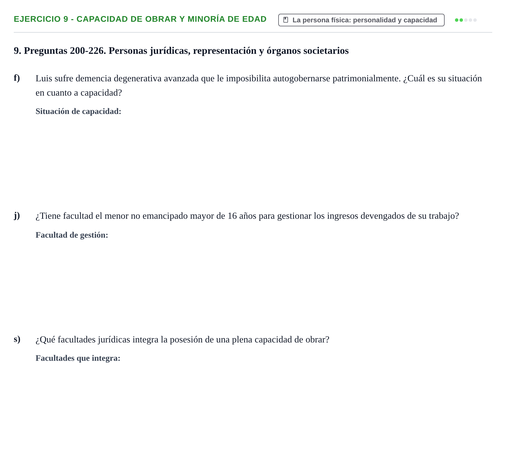 Enunciado: Ejercicio 9 - Capacidad de obrar y minoría de edad · Introducción al Derecho UB Banco de preguntas tipo test de examen. Introducción al Derecho