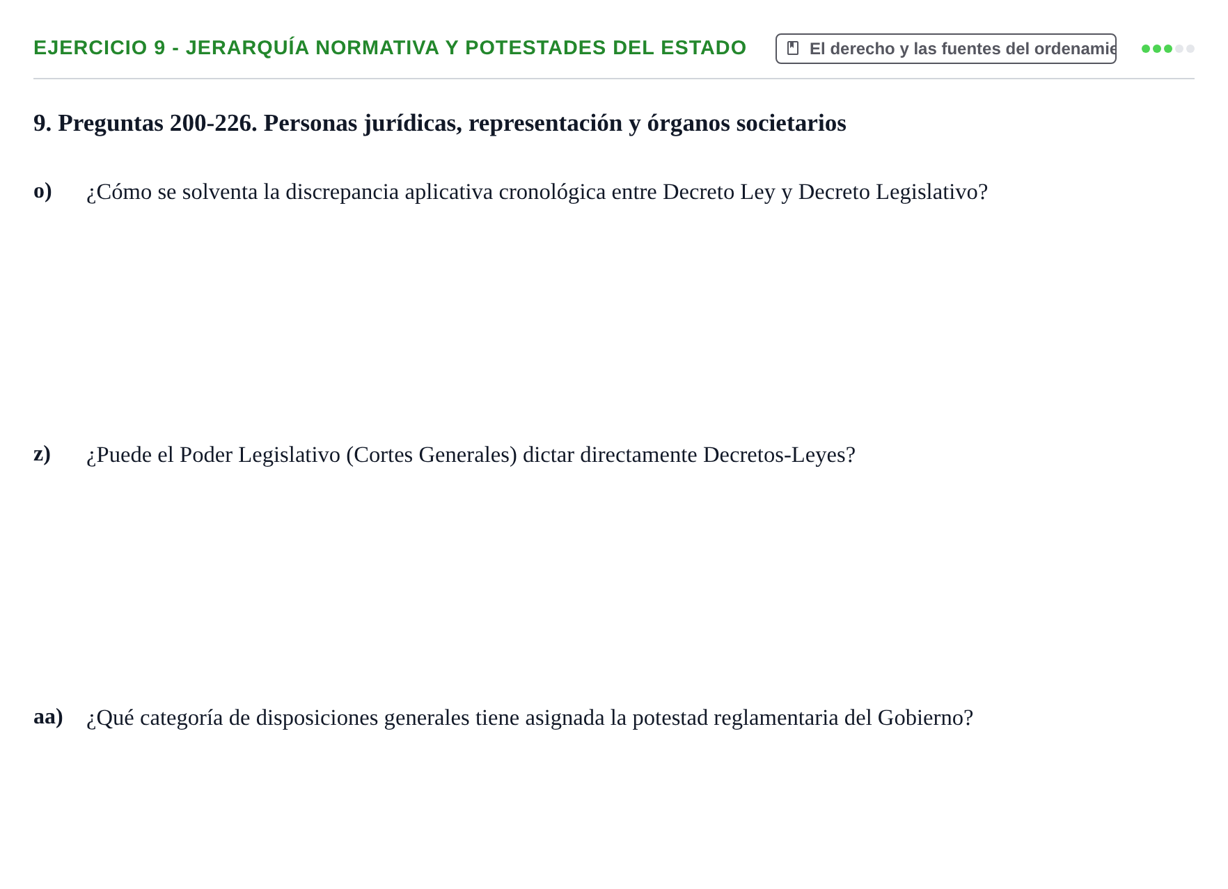 Enunciado: Ejercicio 9 - Jerarquía normativa y potestades del Estado · Introducción al Derecho UB Banco de preguntas tipo test de examen. Introducción al Derecho