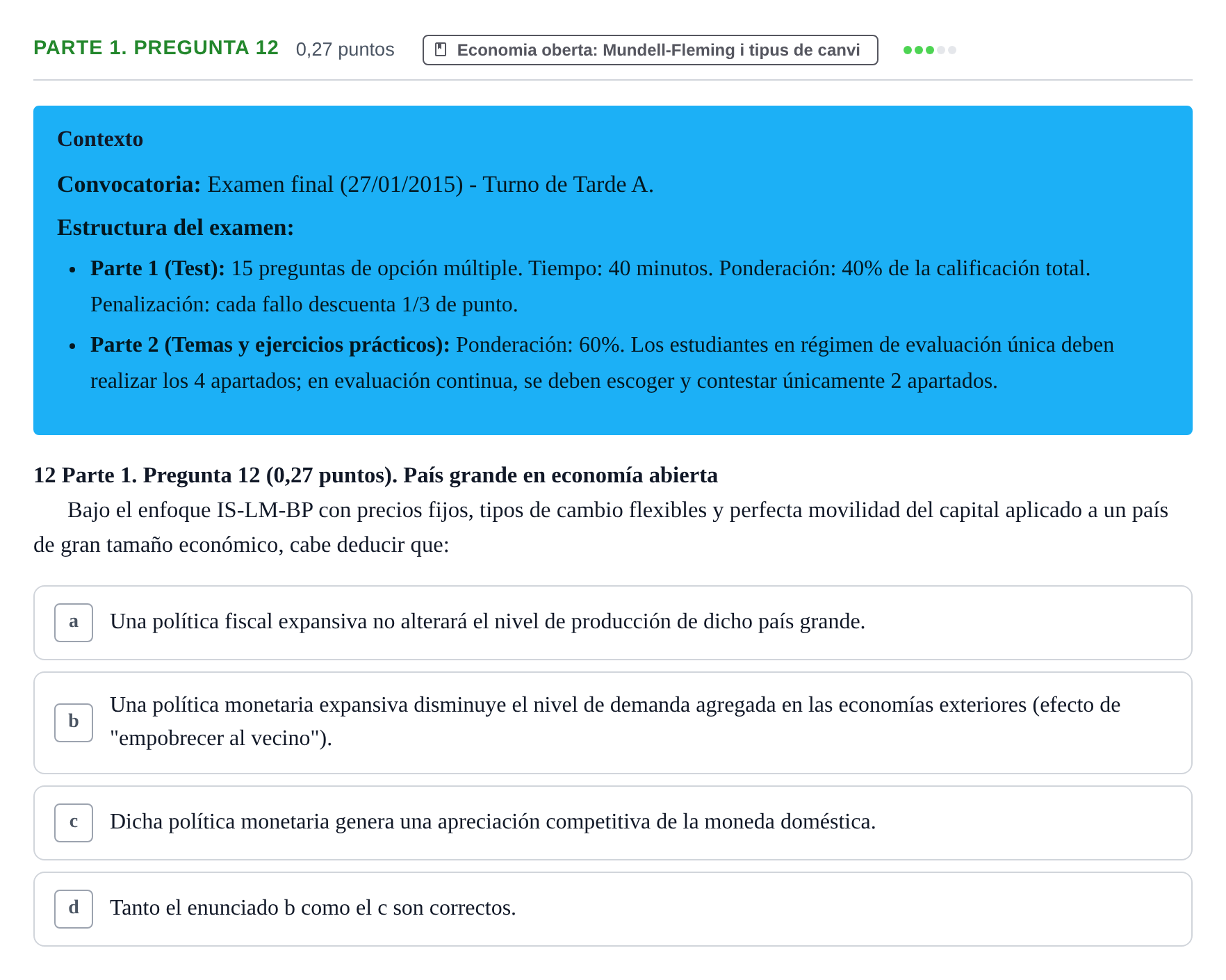 Enunciado: Ejercicio Parte 1. Pregunta 12 · Macroeconomía II UB 2015