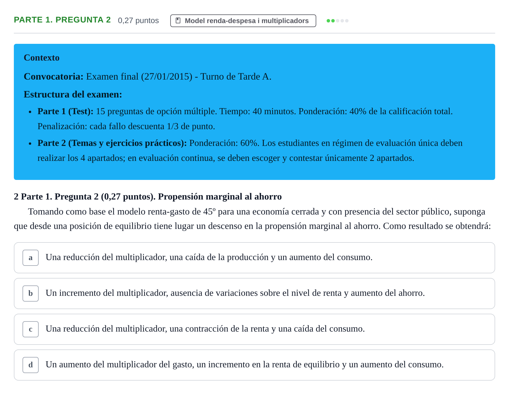 Enunciado: Ejercicio Parte 1. Pregunta 2 · Macroeconomía II UB 2015