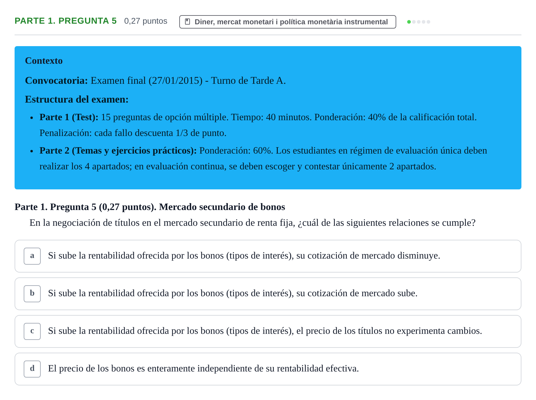 Enunciado: Ejercicio Parte 1. Pregunta 5 · Macroeconomía II UB 2015