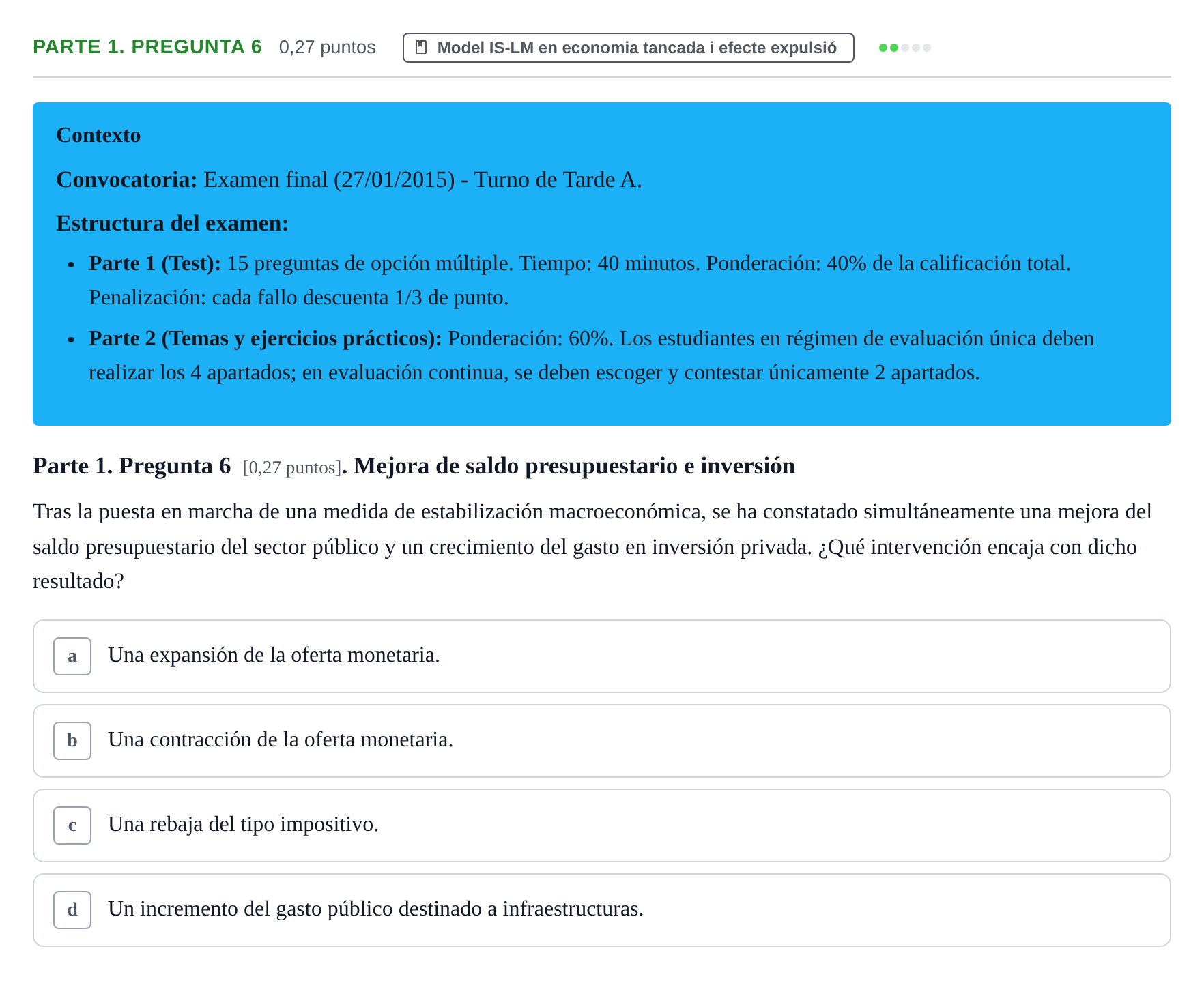 Enunciado: Ejercicio Parte 1. Pregunta 6 · Macroeconomía II UB 2015
