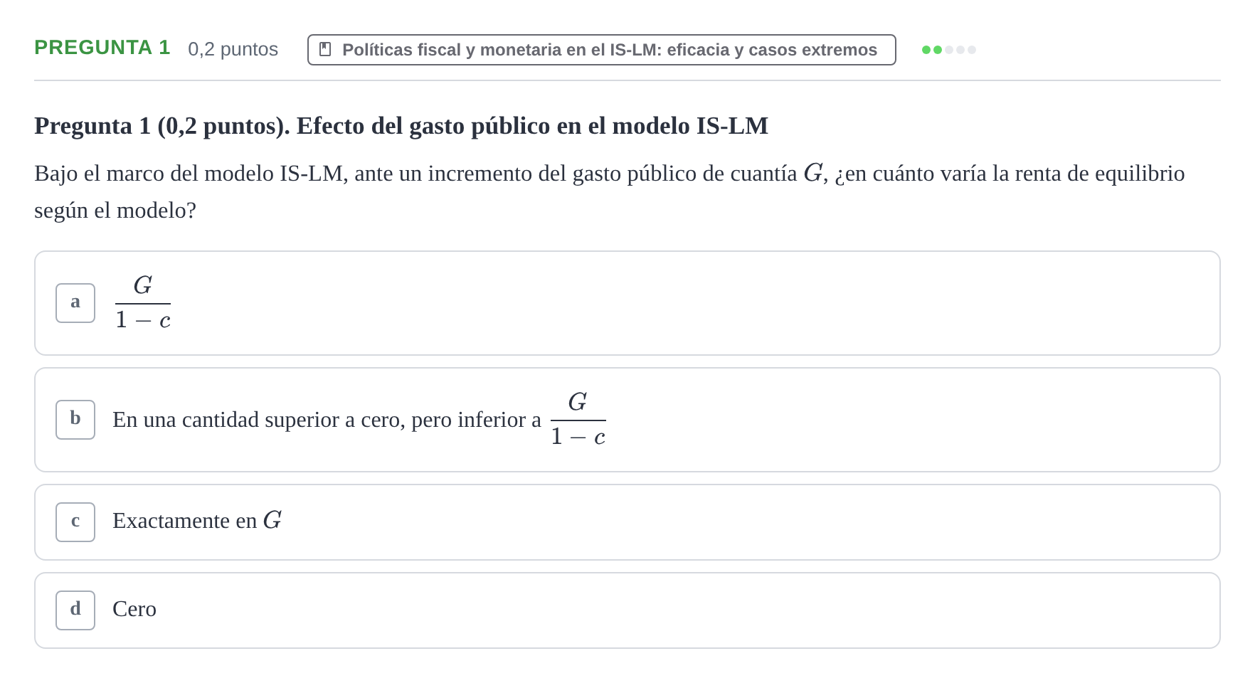 Enunciado: Pregunta 1 · Macroeconomía I UB Examen Tipo Test de Evaluación Continua