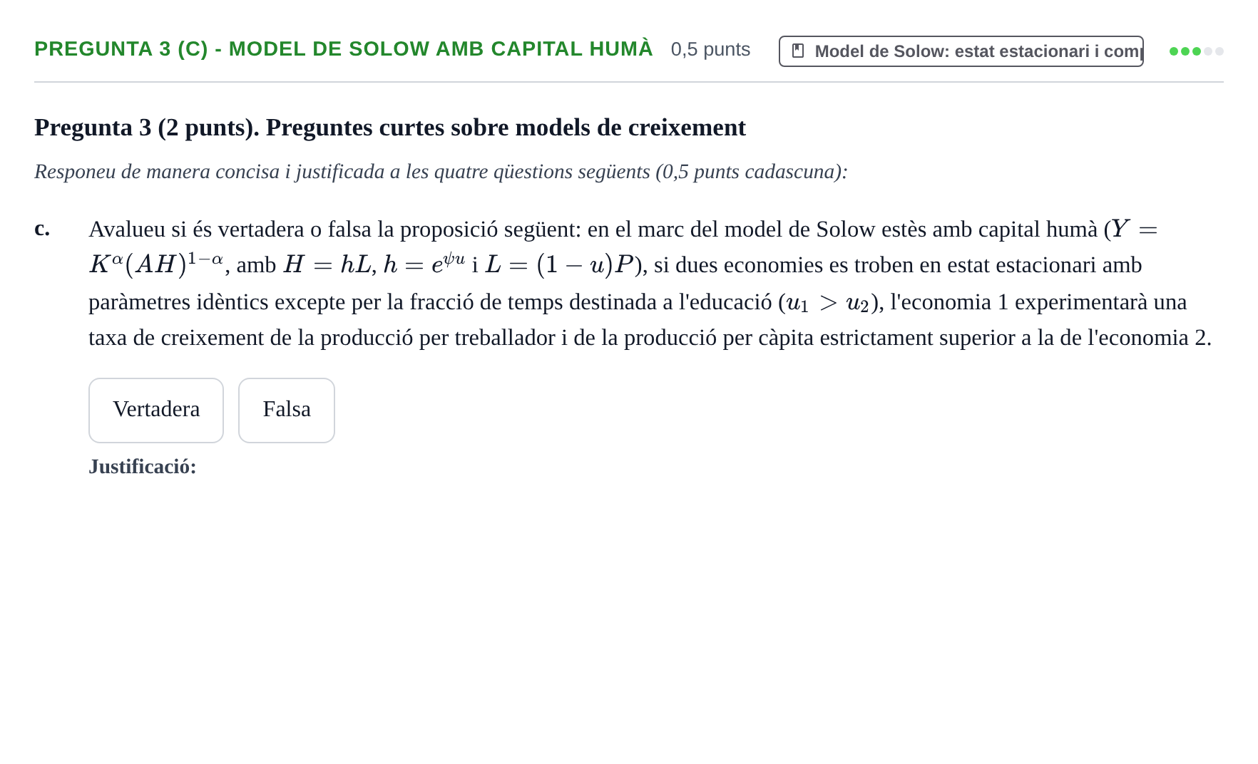 Enunciado: Pregunta 3 (c) - Model de Solow amb capital humà · Macroeconomía II UB 2021