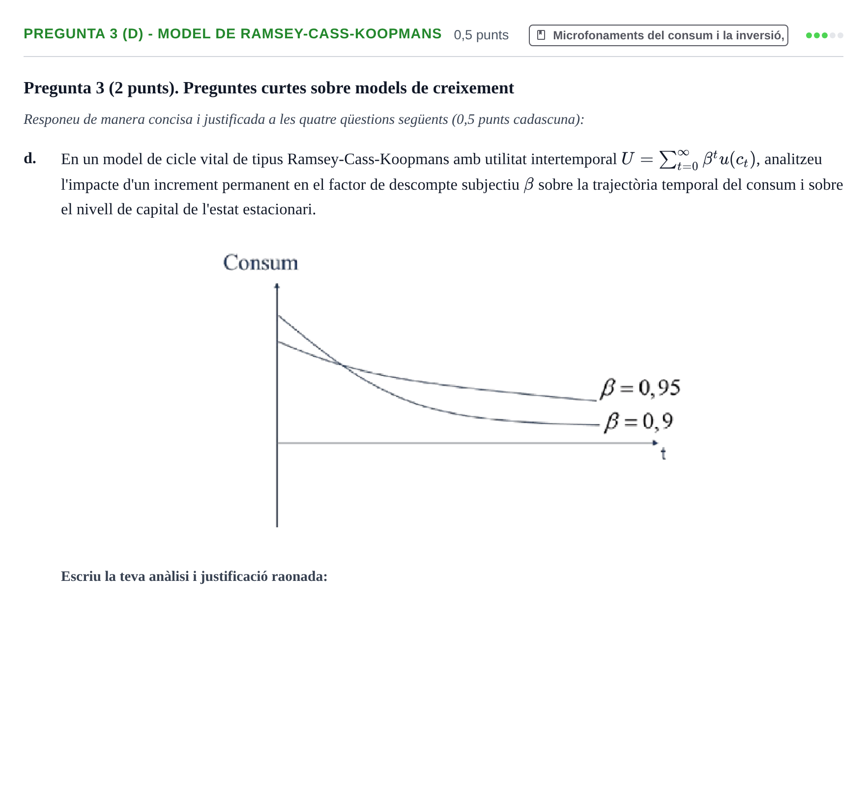 Enunciado: Pregunta 3 (d) - Model de Ramsey-Cass-Koopmans · Macroeconomía II UB 2021
