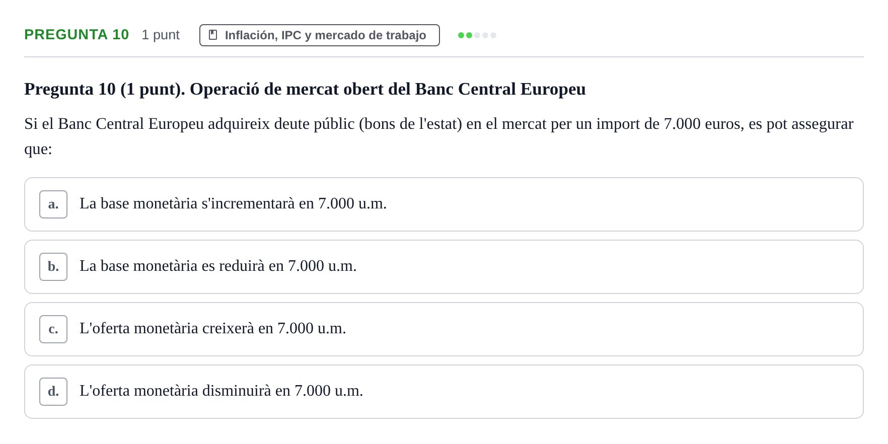 Enunciado: Pregunta 10 · Introducción a la Economía UB 2018