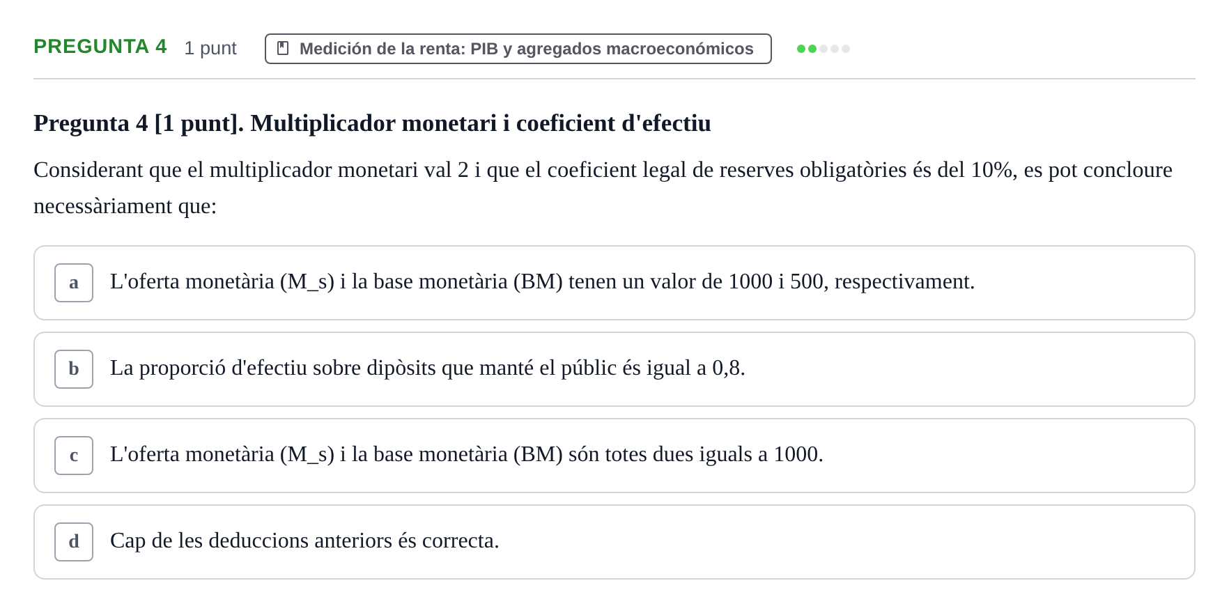 Enunciado: Pregunta 4 · Introducción a la Economía UB 2018