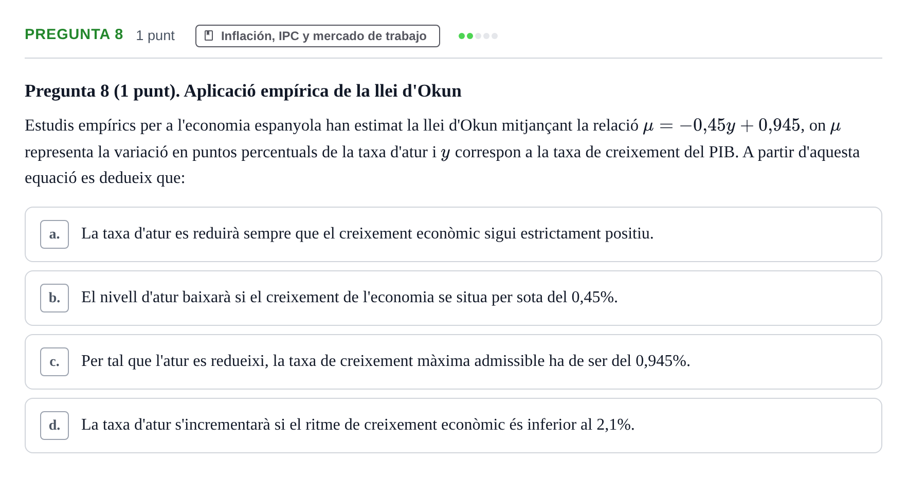 Enunciado: Pregunta 8 · Introducción a la Economía UB 2018