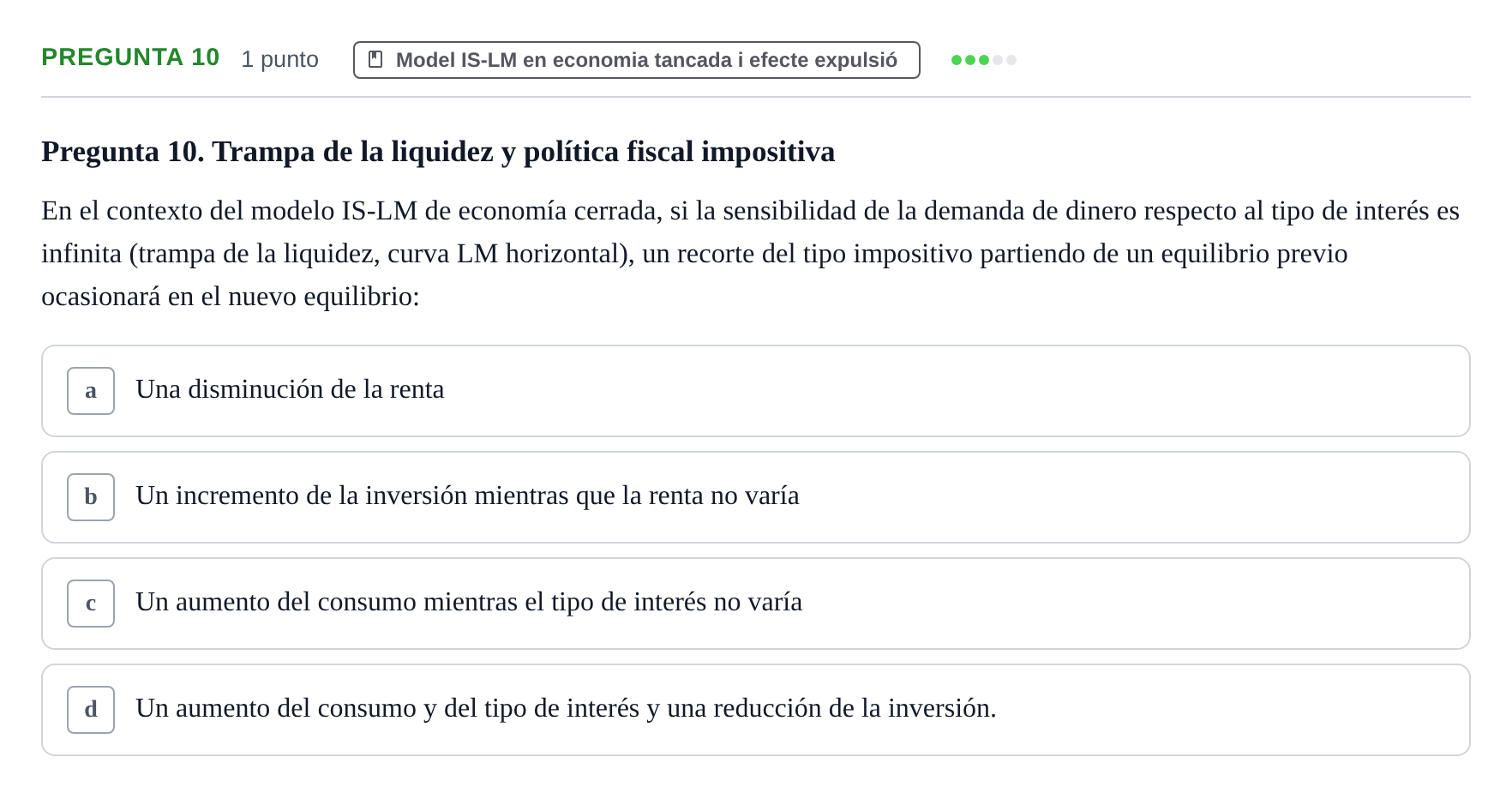 Enunciado: Pregunta 10 · Macroeconomía II UB 2015
