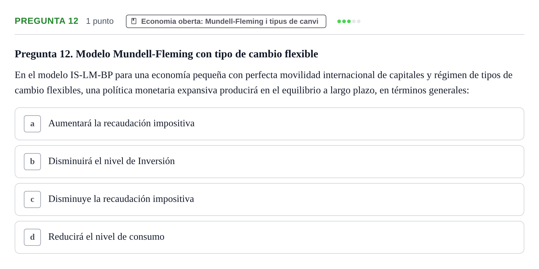 Enunciado: Pregunta 12 · Macroeconomía II UB 2015