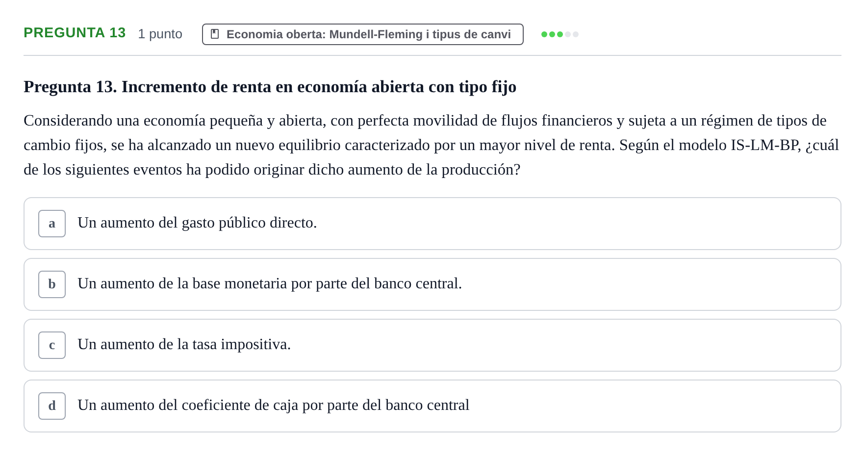 Enunciado: Pregunta 13 · Macroeconomía II UB 2015
