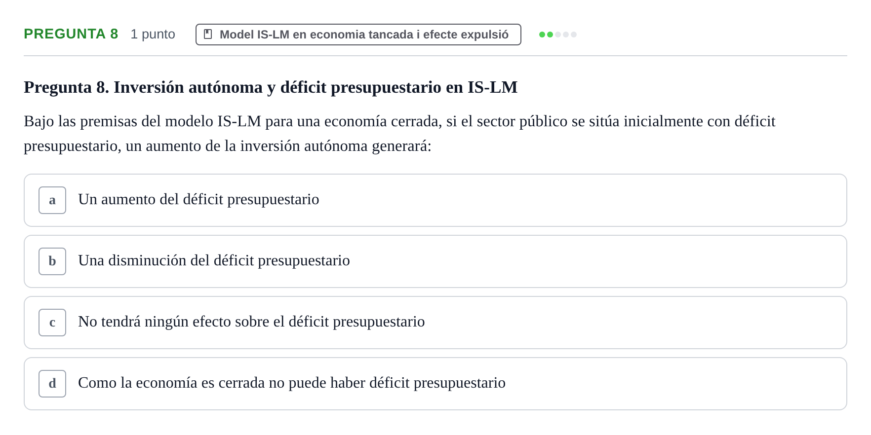 Enunciado: Pregunta 8 · Macroeconomía II UB 2015