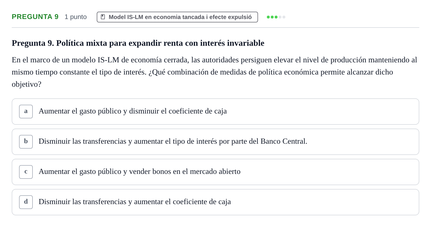 Enunciado: Pregunta 9 · Macroeconomía II UB 2015