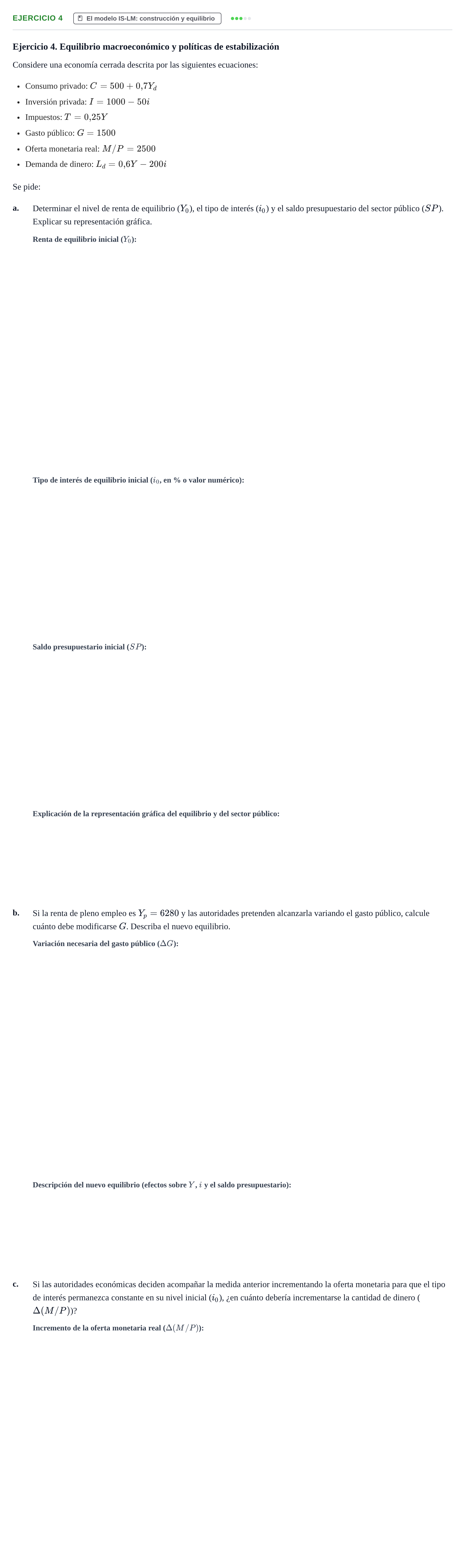 Enunciado: Ejercicio 4 · Macroeconomía I UB 2015