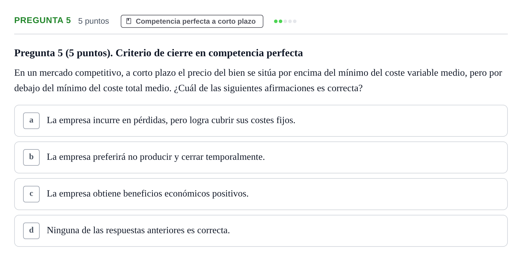 Enunciado: Pregunta 5 · Microeconomía II UB 2025