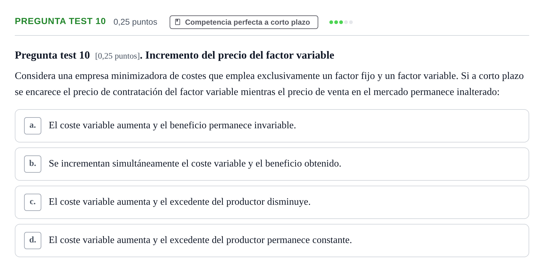 Enunciado: Pregunta test 10 · Microeconomía II UB 2024
