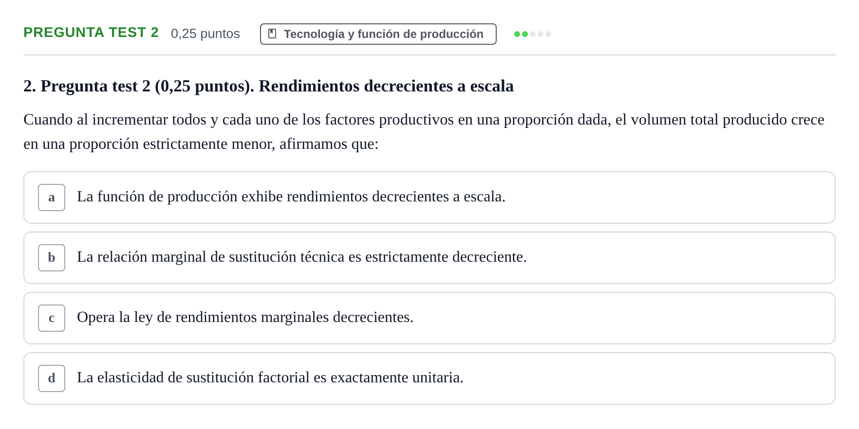 Enunciado: Pregunta test 2 · Microeconomía II UB 2024