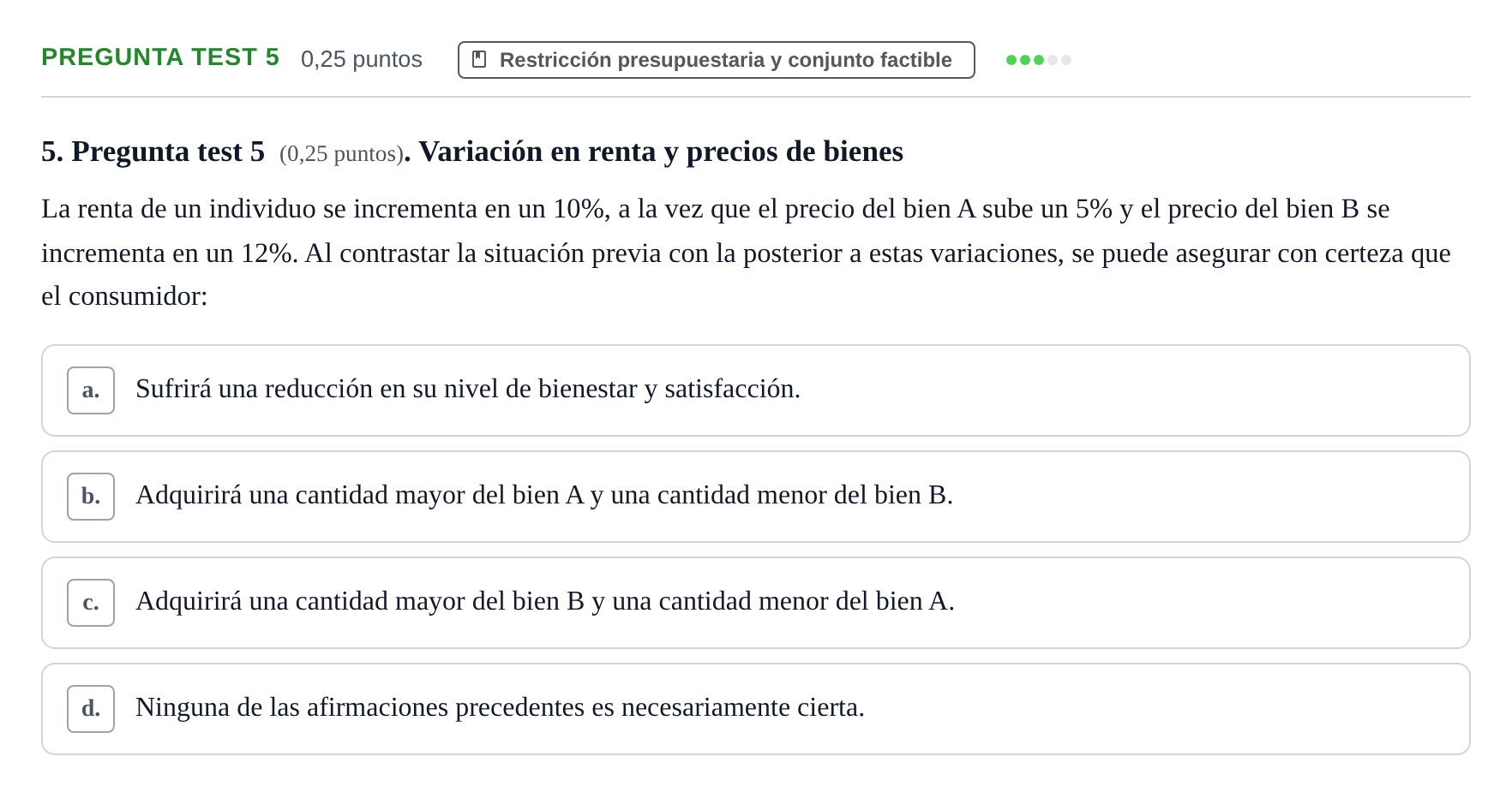 Enunciado: Pregunta test 5 · Microeconomía II UB 2024