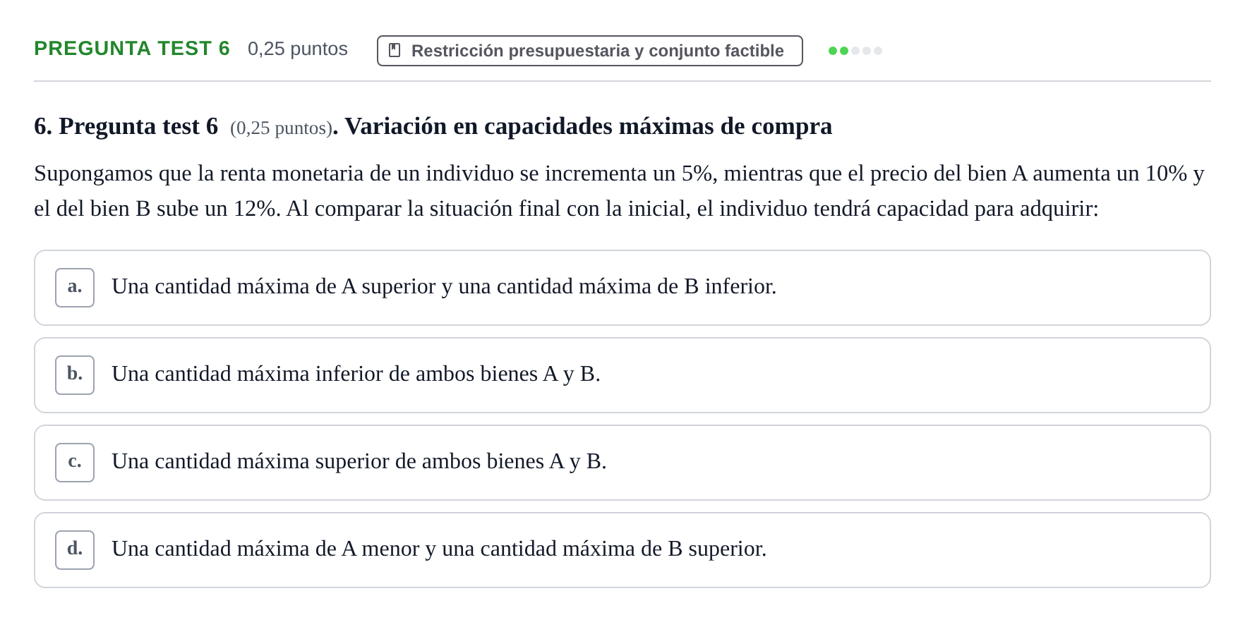Enunciado: Pregunta test 6 · Microeconomía II UB 2024