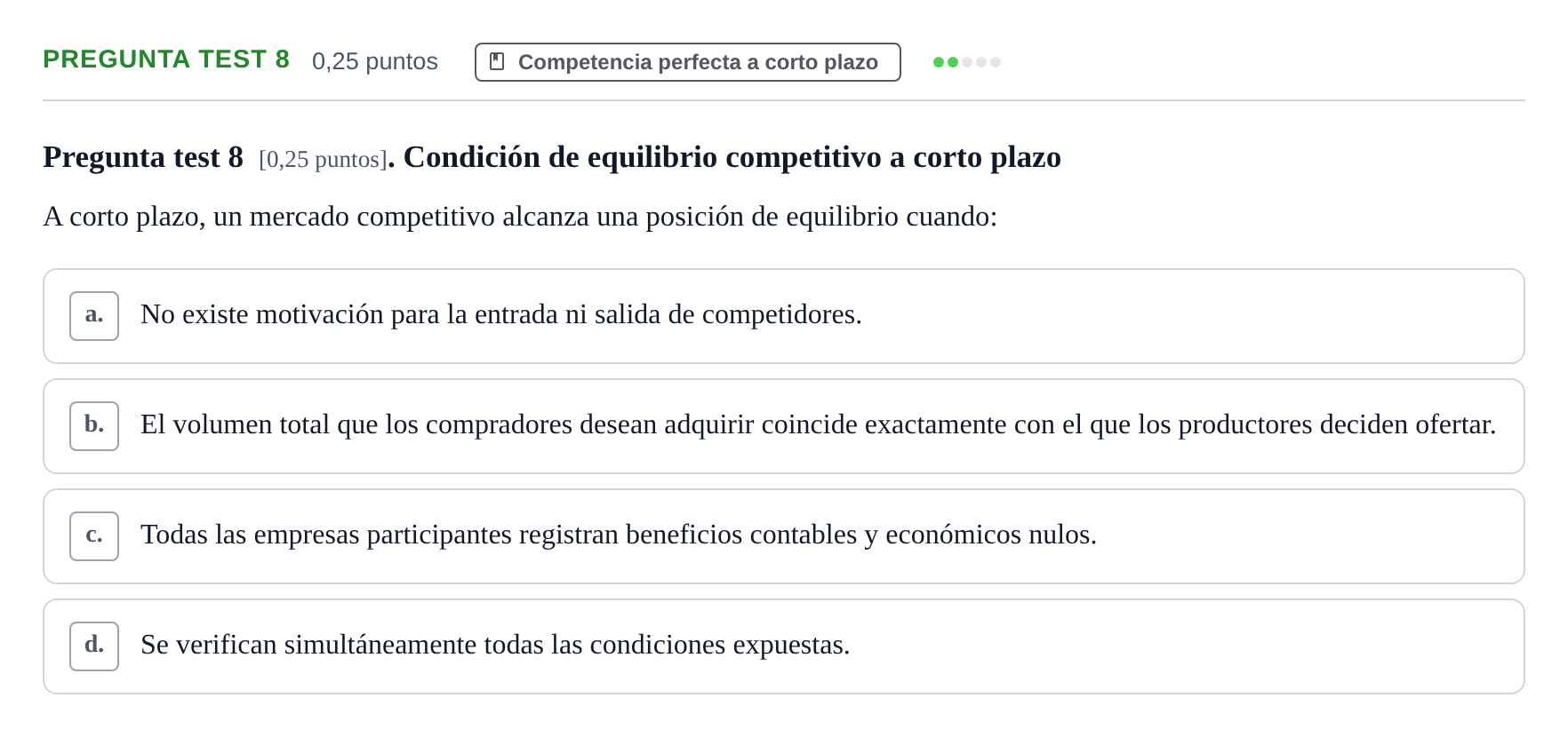 Enunciado: Pregunta test 8 · Microeconomía II UB 2024