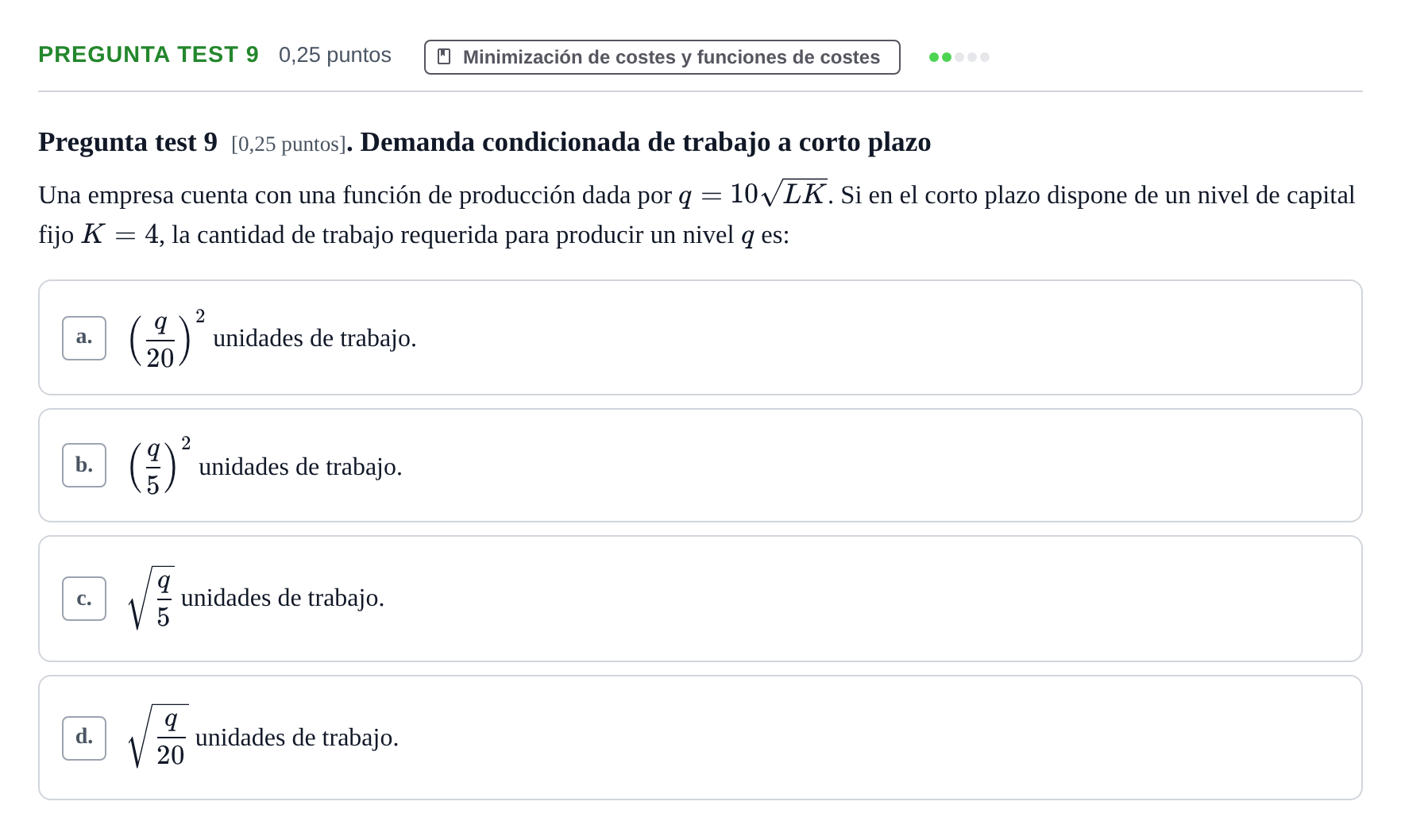 Enunciado: Pregunta test 9 · Microeconomía II UB 2024