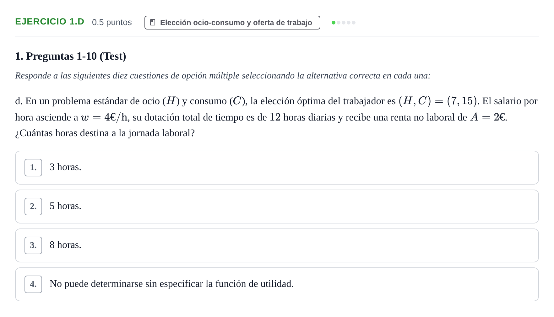 Enunciado: Ejercicio 1.d · Microeconomía II UB 2024