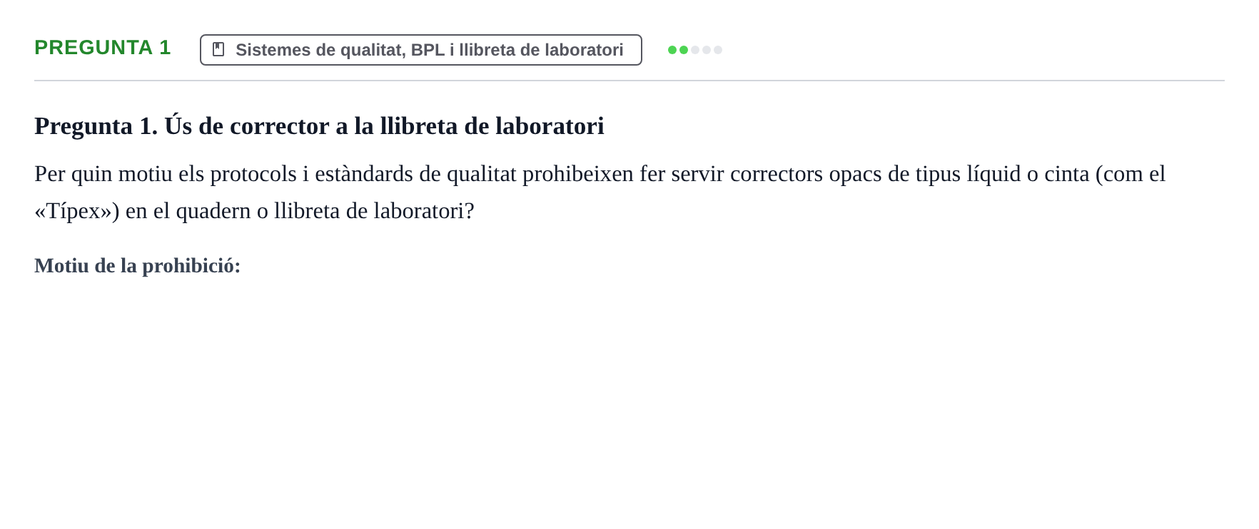 Enunciado: Pregunta 1 · Iniciación Al Trabajo de Laboratorio UB Examen teòric d'Iniciació al Treball de Laboratori