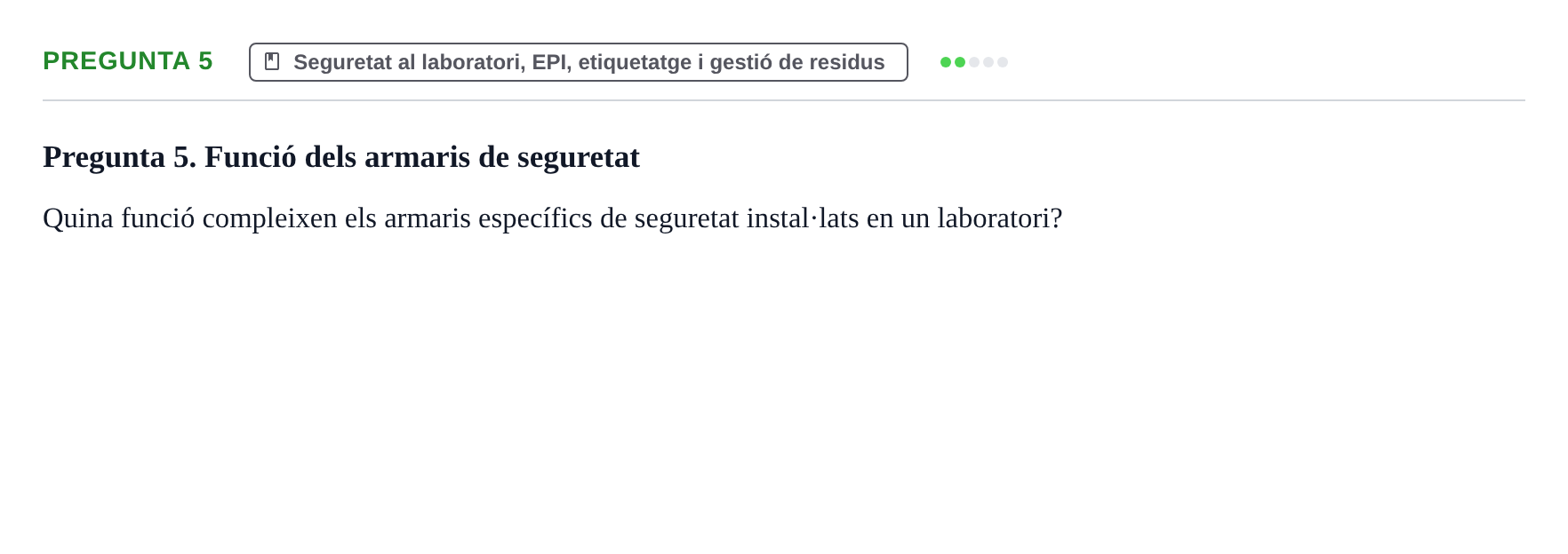 Enunciado: Pregunta 5 · Iniciación Al Trabajo de Laboratorio UB Examen teòric d'Iniciació al Treball de Laboratori