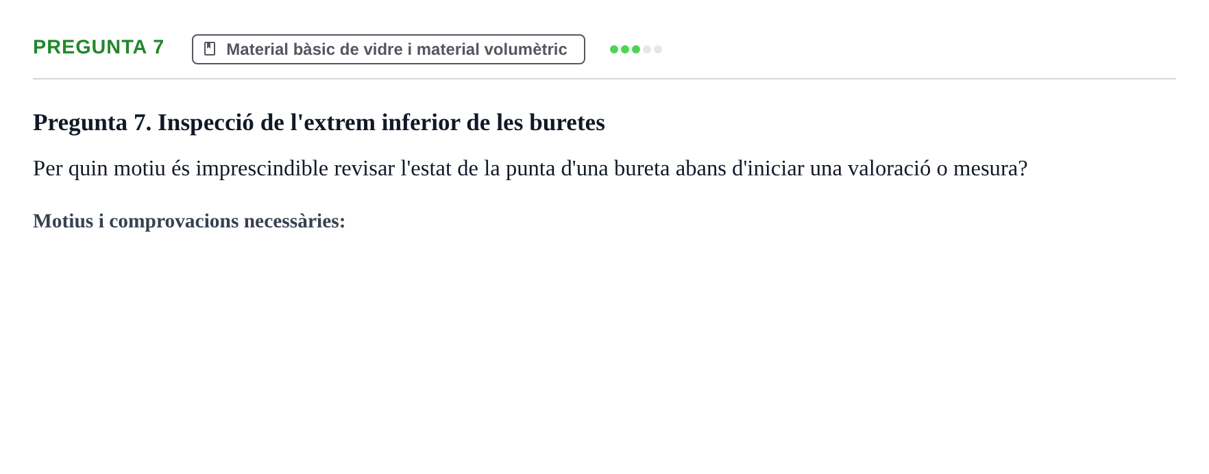 Enunciado: Pregunta 7 · Iniciación Al Trabajo de Laboratorio UB Examen teòric d'Iniciació al Treball de Laboratori