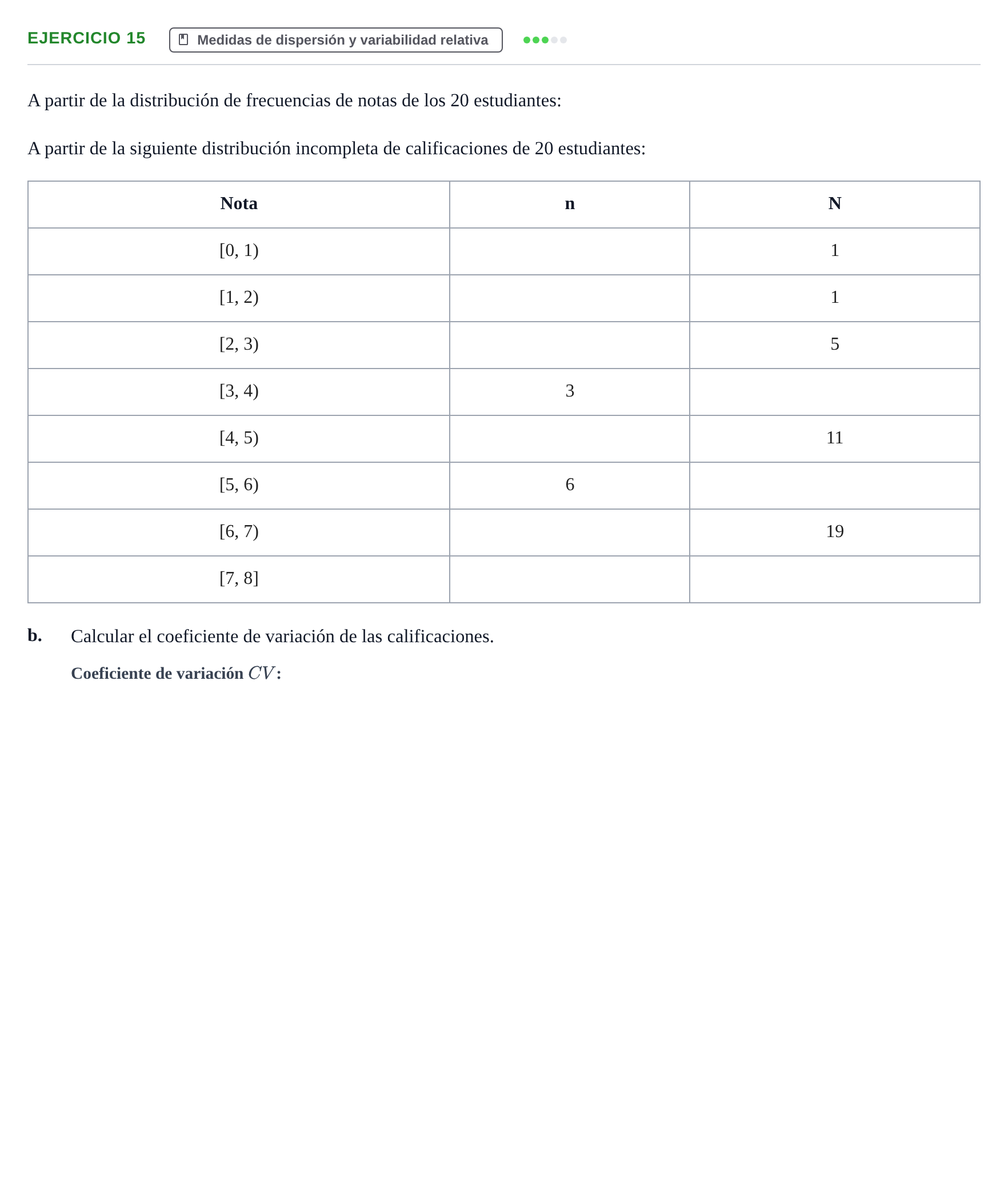 Enunciado: Ejercicio 15 - Medidas de dispersión · Estadística Económica y Empresarial i UB Colección de Exámenes Finales de Estadística Descriptiva