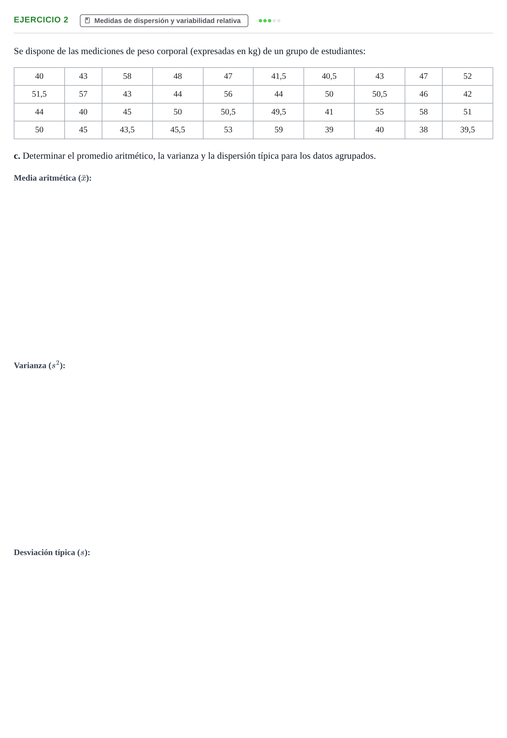 Enunciado: Ejercicio 2 - Medidas de dispersión · Estadística Económica y Empresarial i UB Colección de Exámenes Finales de Estadística Descriptiva