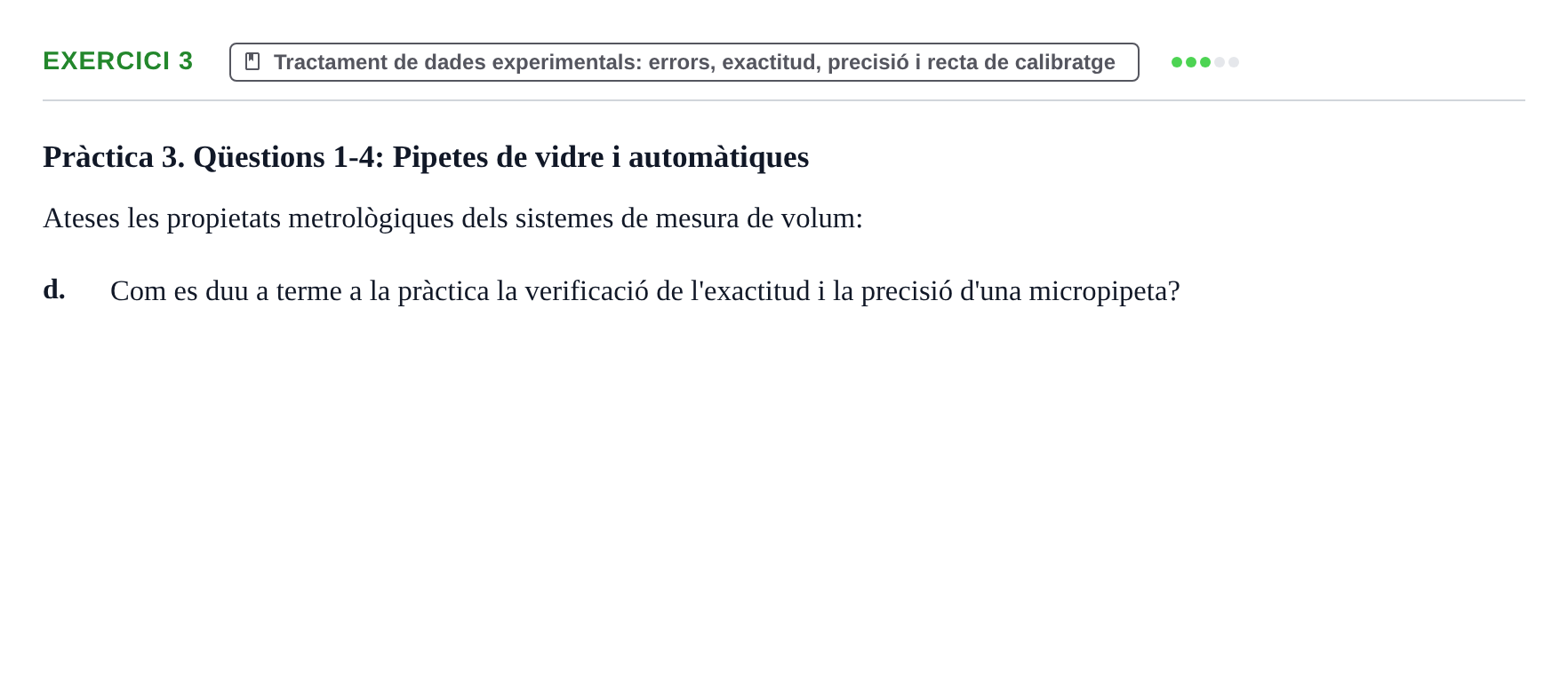 Enunciado: Ejercicio 3 - Tractament de dades experimentals · Iniciación Al Trabajo de Laboratorio UB Examen teòric i qüestions de pràctiques de laboratori