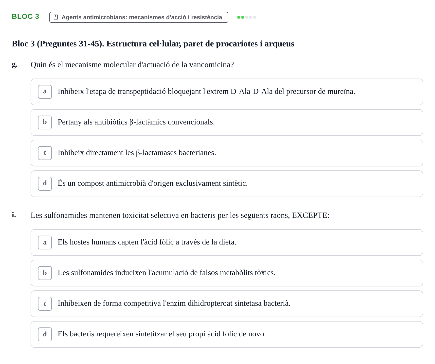 Enunciado: Ejercicio Bloc 3 - Agents antimicrobians: mecanismes d'acci… · Microbiología I UB Recopilació d'avaluació: Exàmens de Microbiologia I (Primer Parcial)
