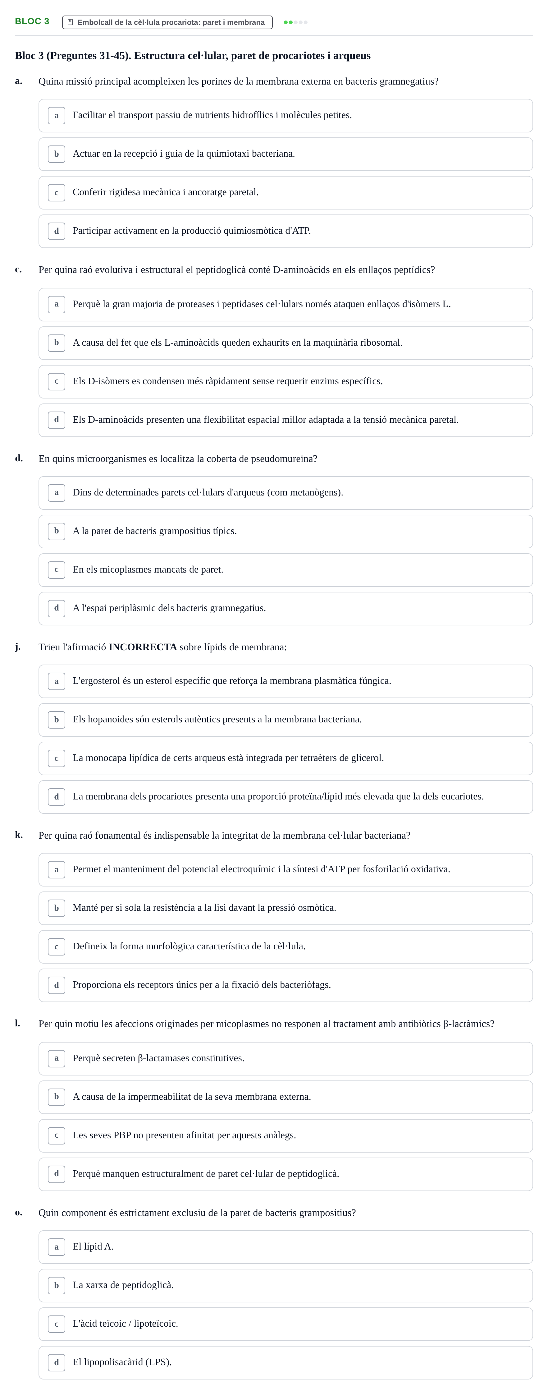 Enunciado: Ejercicio Bloc 3 - Embolcall de la cèl·lula procariota: par… · Microbiología I UB Recopilació d'avaluació: Exàmens de Microbiologia I (Primer Parcial)