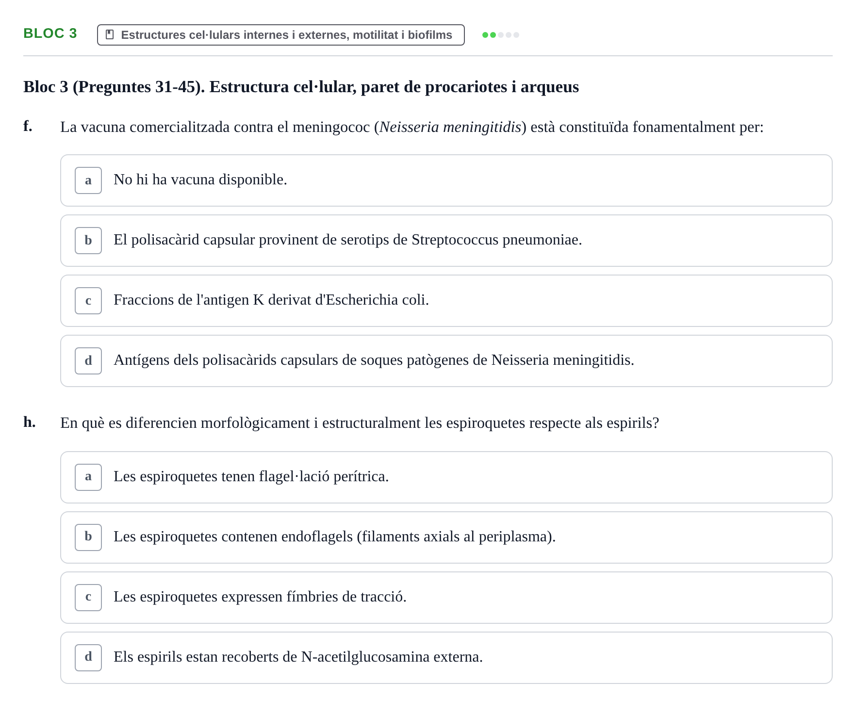 Enunciado: Ejercicio Bloc 3 - Estructures cel·lulars internes i extern… · Microbiología I UB Recopilació d'avaluació: Exàmens de Microbiologia I (Primer Parcial)