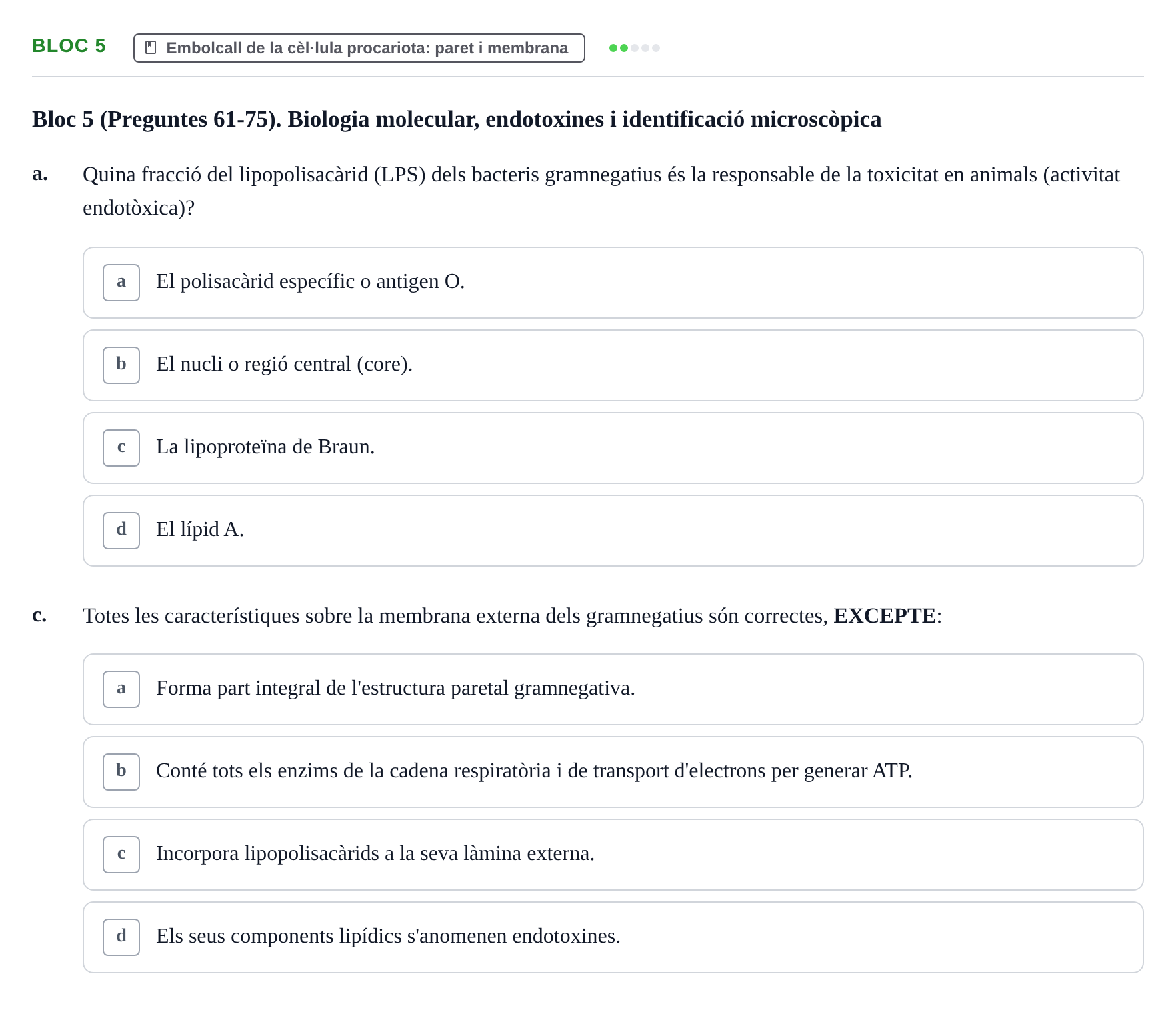 Enunciado: Ejercicio Bloc 5 - Embolcall de la cèl·lula procariota: par… · Microbiología I UB Recopilació d'avaluació: Exàmens de Microbiologia I (Primer Parcial)