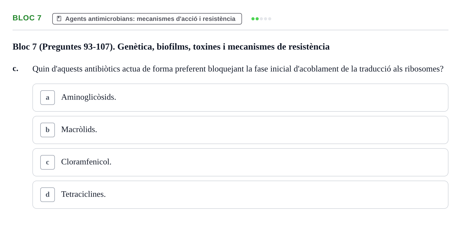 Enunciado: Ejercicio Bloc 7 - Agents antimicrobians: mecanismes d'acci… · Microbiología I UB Recopilació d'avaluació: Exàmens de Microbiologia I (Primer Parcial)