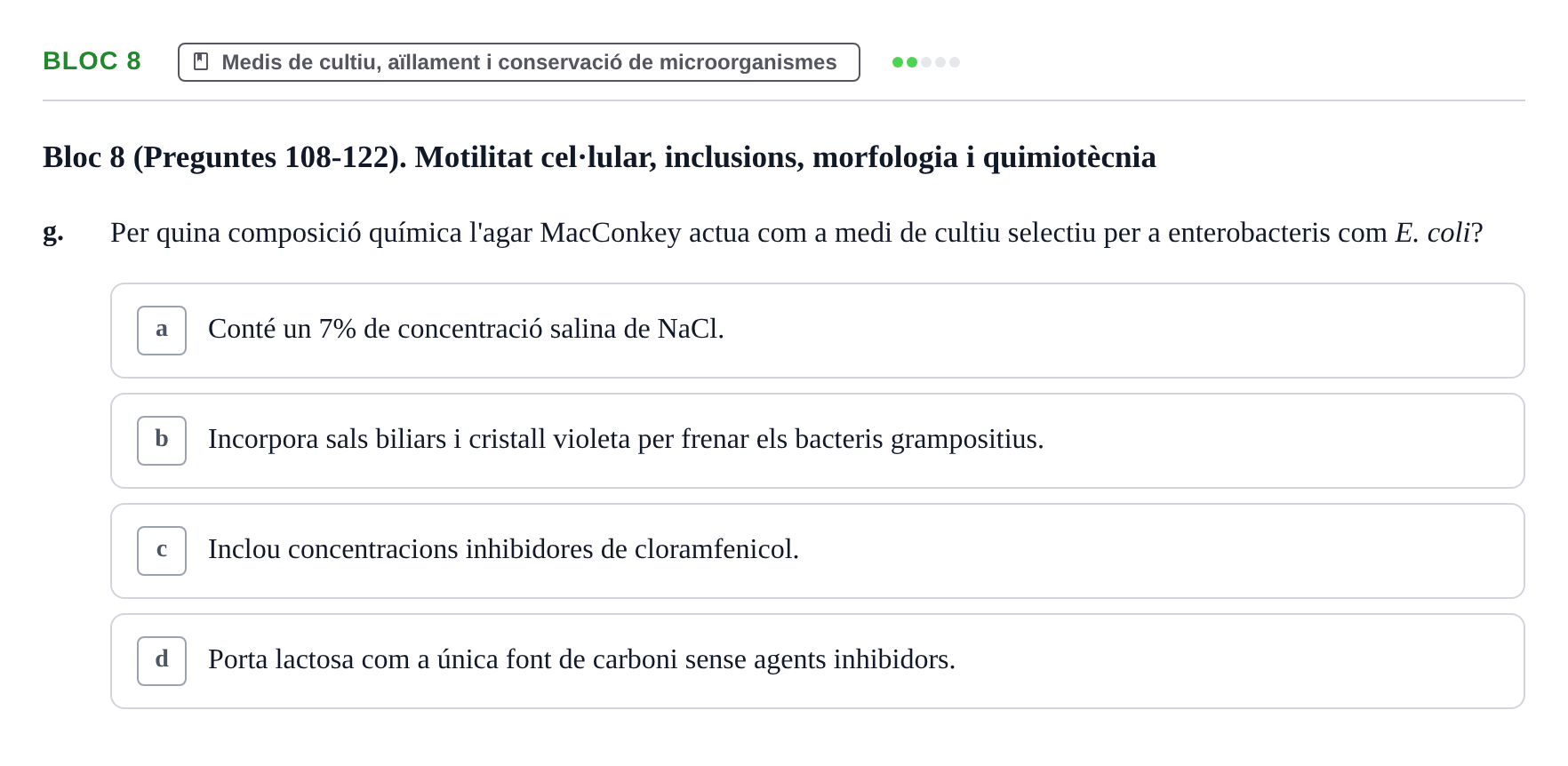 Enunciado: Ejercicio Bloc 8 - Medis de cultiu, aïllament i conservació… · Microbiología I UB Recopilació d'avaluació: Exàmens de Microbiologia I (Primer Parcial)