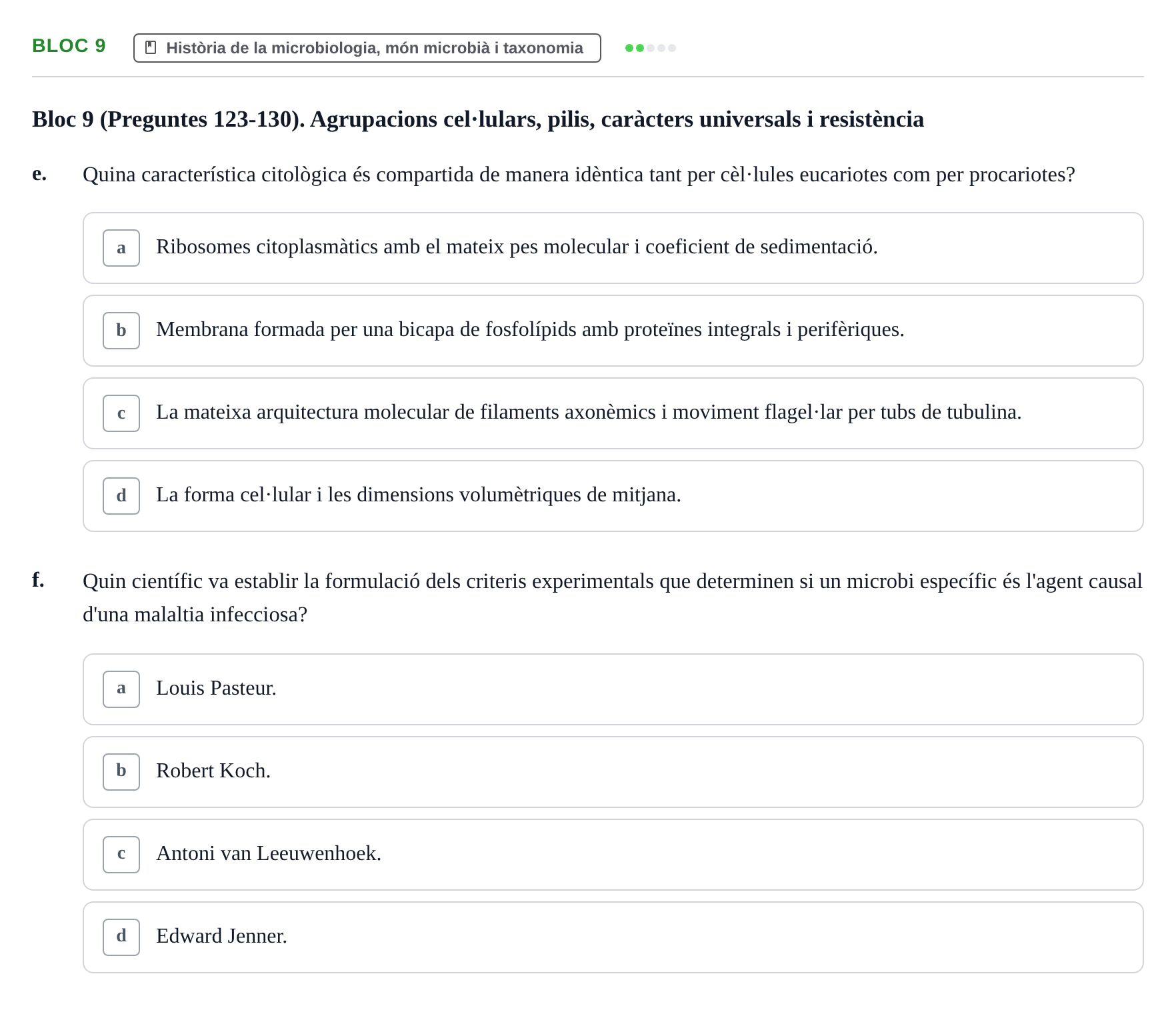 Enunciado: Ejercicio Bloc 9 - Història de la microbiologia, món microb… · Microbiología I UB Recopilació d'avaluació: Exàmens de Microbiologia I (Primer Parcial)