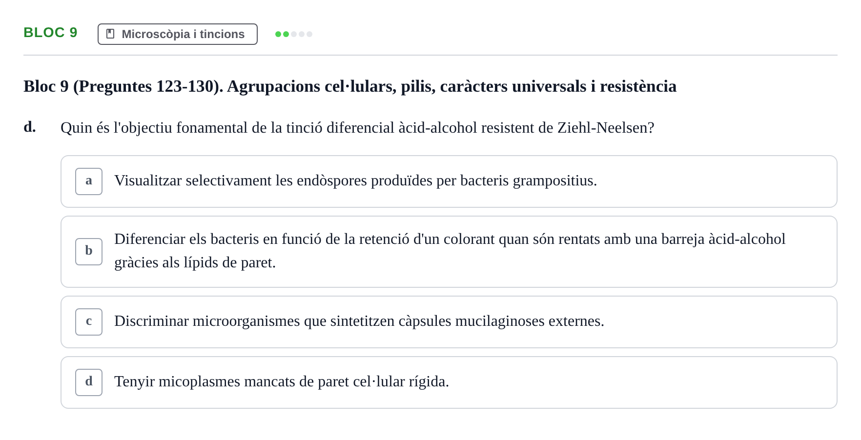 Enunciado: Ejercicio Bloc 9 - Microscòpia i tincions · Microbiología I UB Recopilació d'avaluació: Exàmens de Microbiologia I (Primer Parcial)
