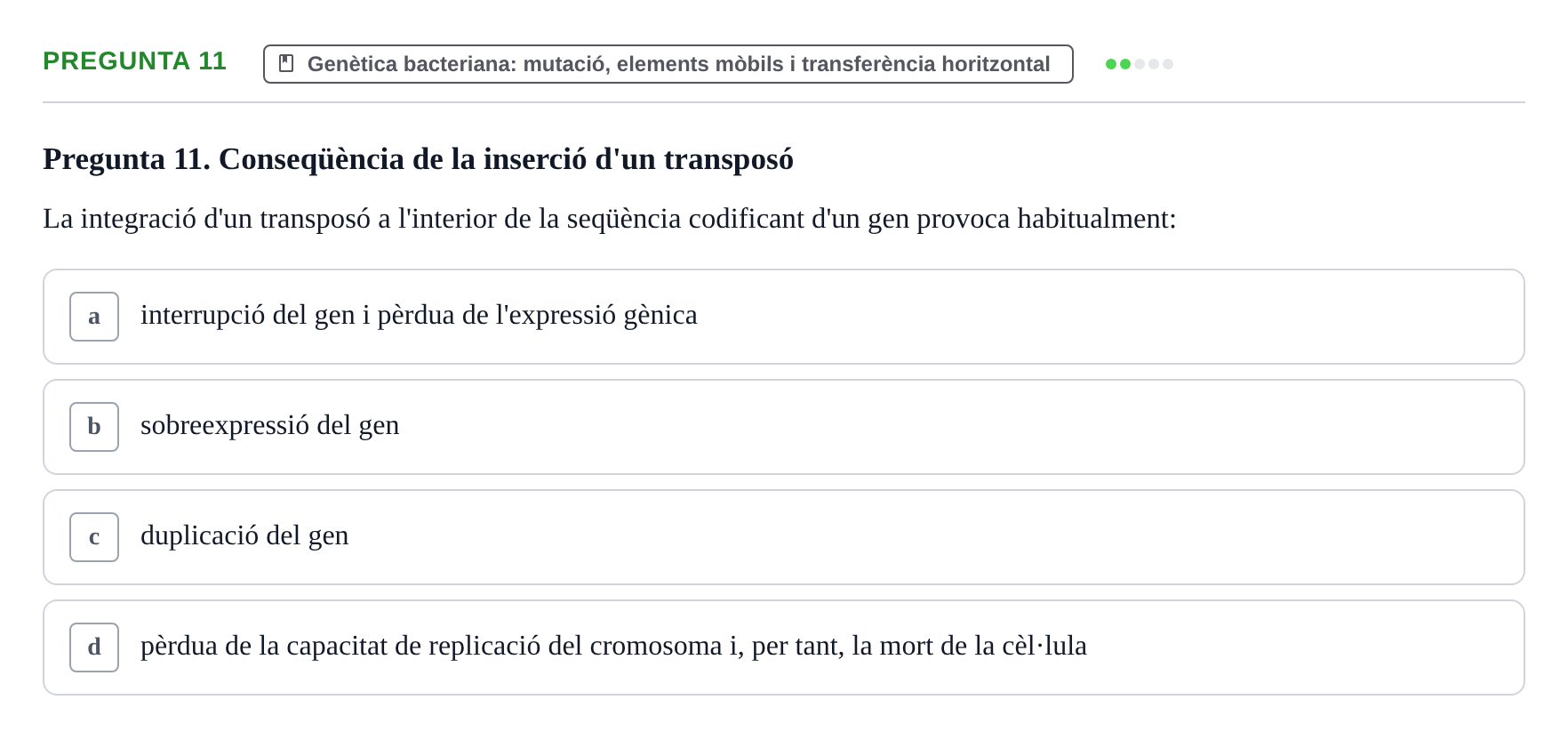 Enunciado: Pregunta 11 · Microbiología I UB Examen Segon Parcial. Microbiologia I