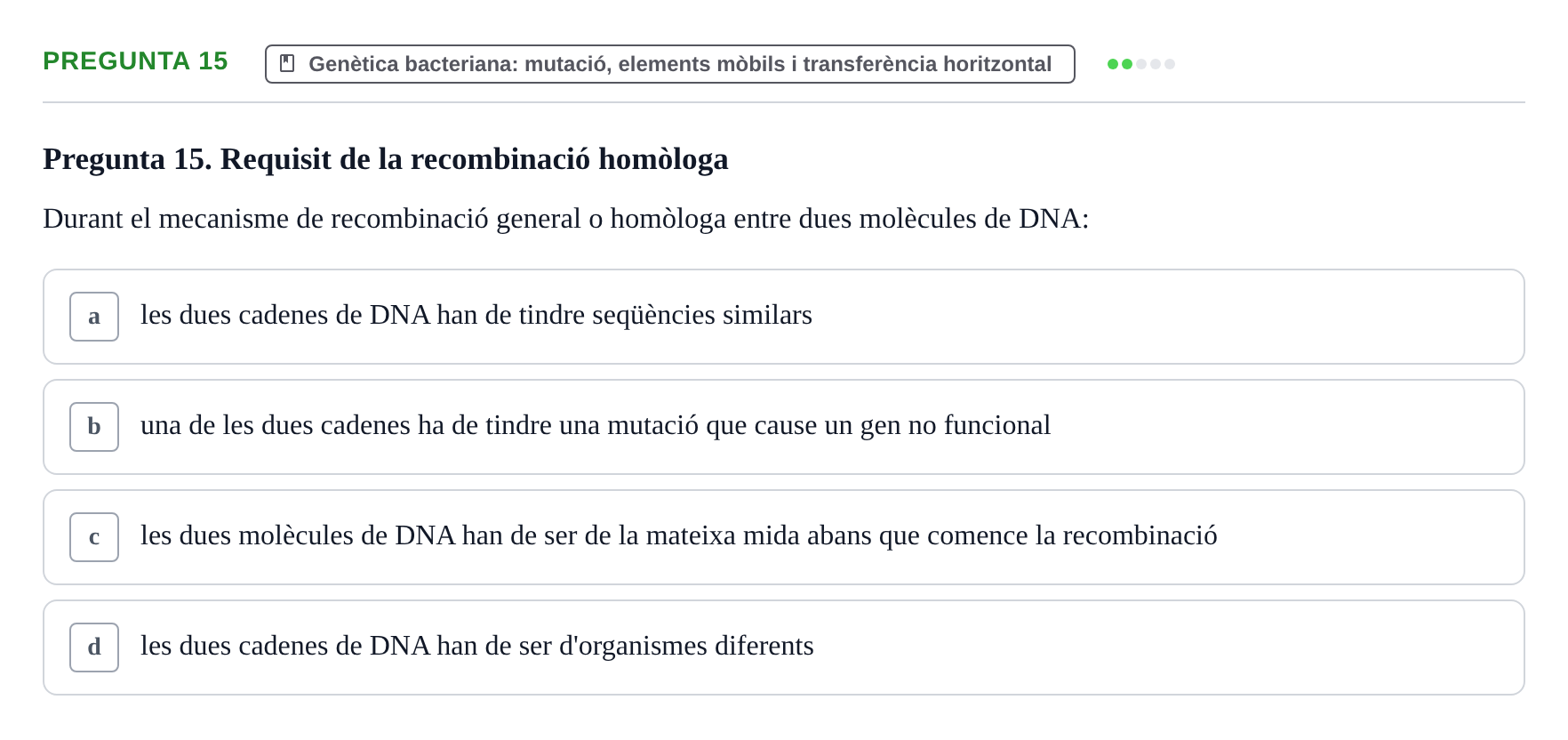 Enunciado: Pregunta 15 · Microbiología I UB Examen Segon Parcial. Microbiologia I
