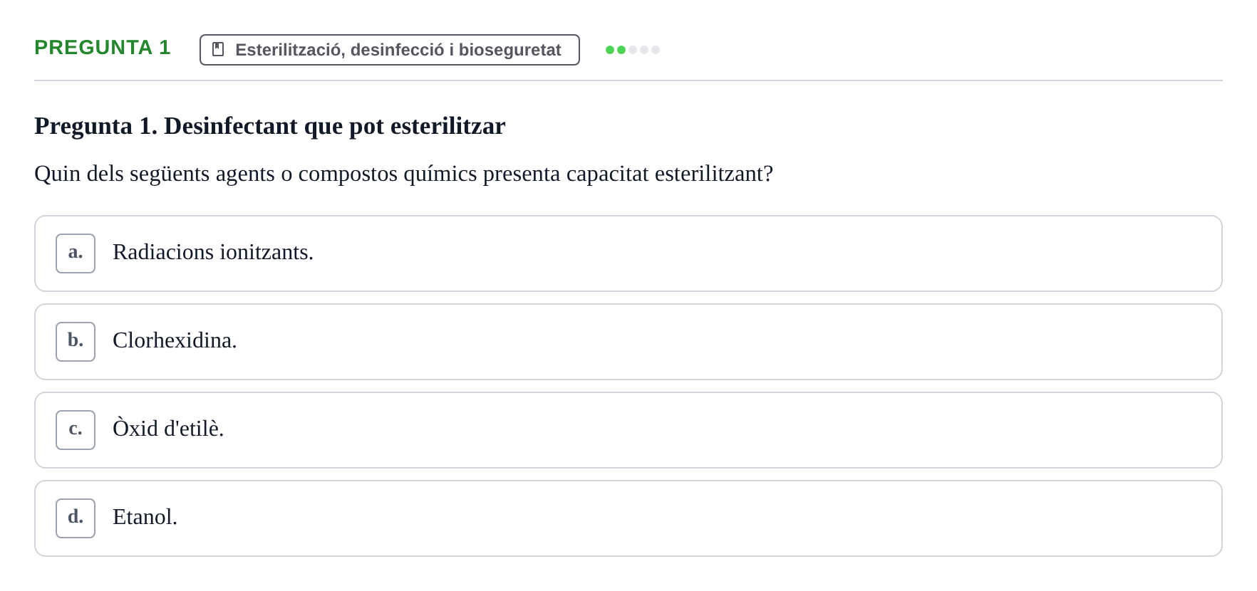 Enunciado: Pregunta 1 · Microbiología I UB Examen Segon Parcial. Microbiologia I