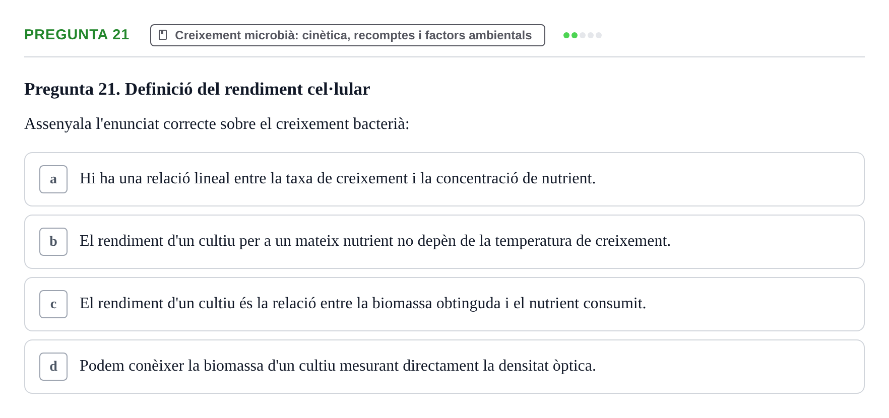 Enunciado: Pregunta 21 · Microbiología I UB Examen Segon Parcial. Microbiologia I