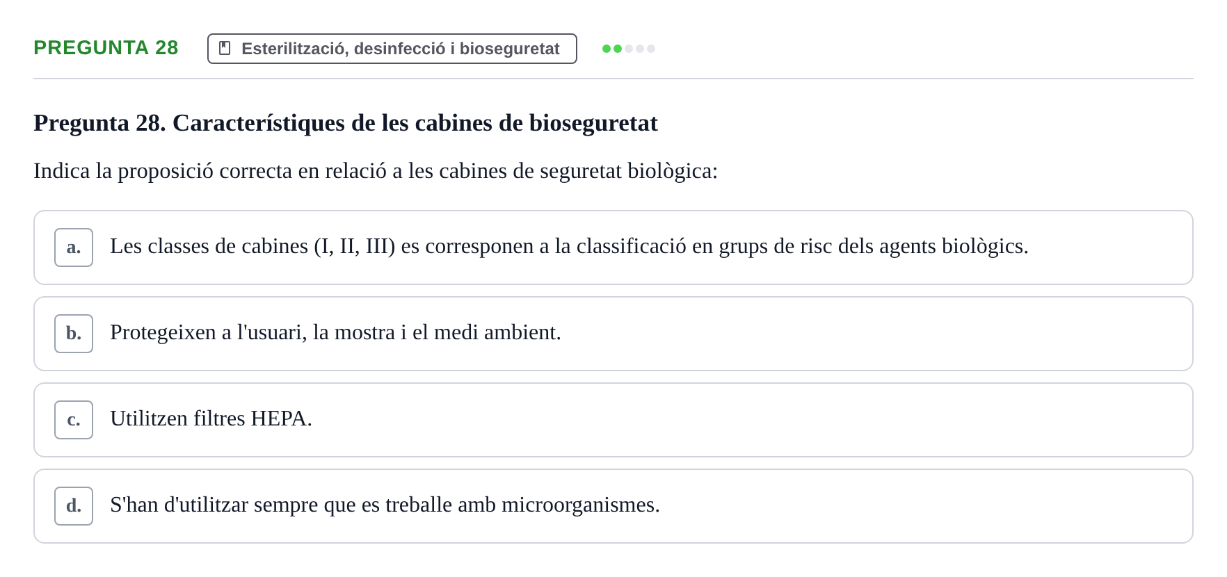 Enunciado: Pregunta 28 · Microbiología I UB Examen Segon Parcial. Microbiologia I